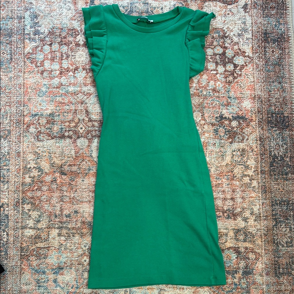 Zara Green Flutter Sleeve Sheath Dress